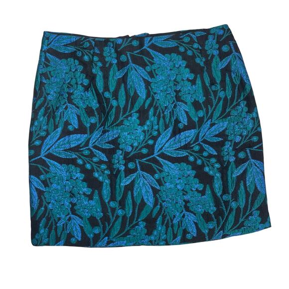 Lilly Pulitzer Redmond Mini Skirt in Multi Blue Green Metallic Jacquard Womens 8 - Picture 2 of 7